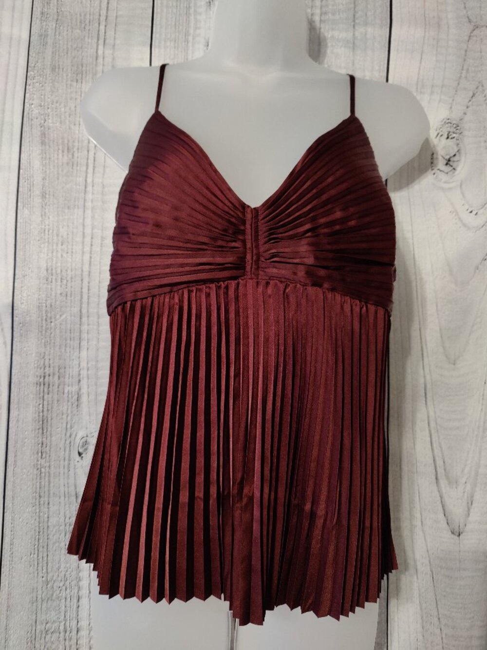Banana Republic Burgundy Satin Pleated Babydoll Cami Top — NWT